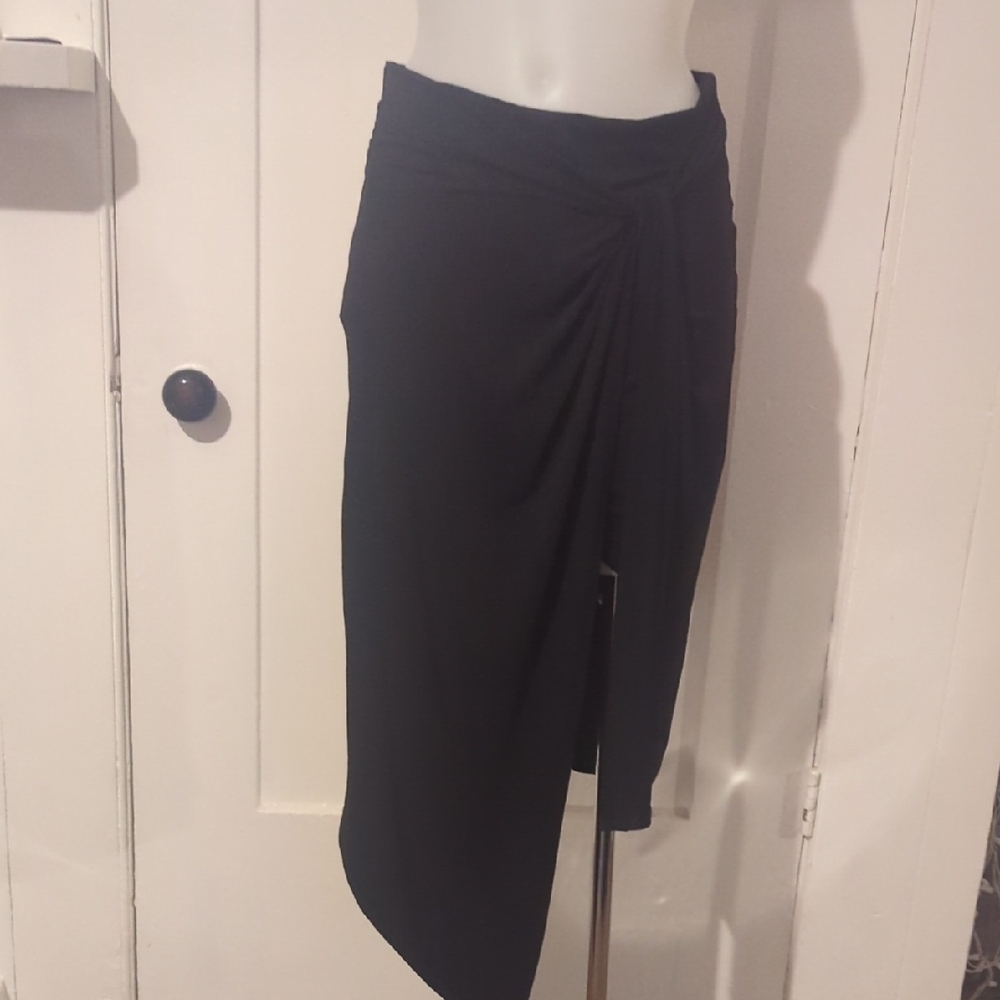 Nine West Black Asymmetrical Wrap Skirt for Work
